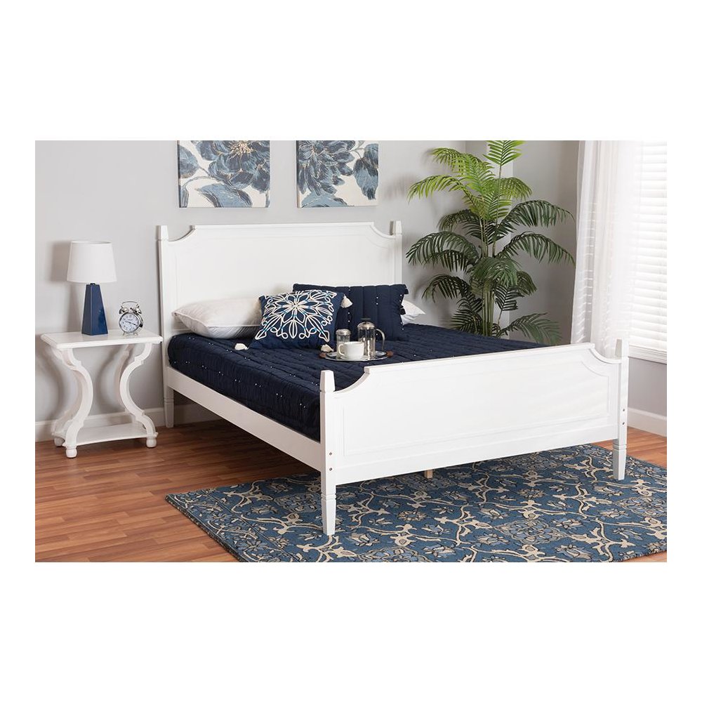 Mariana Classic and Traditional White Finished Wood Queen Size Platform Bed. Picture 7