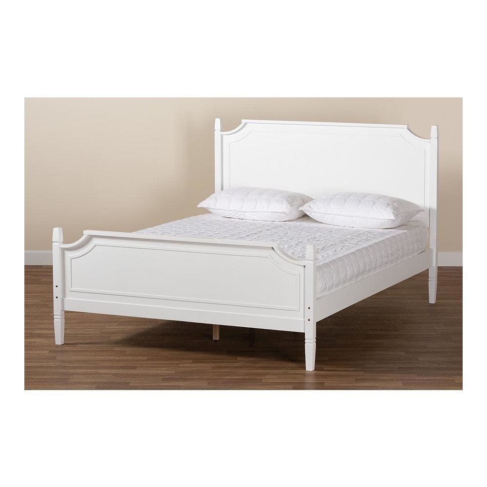 Mariana Classic and Traditional White Finished Wood Queen Size Platform Bed. Picture 8
