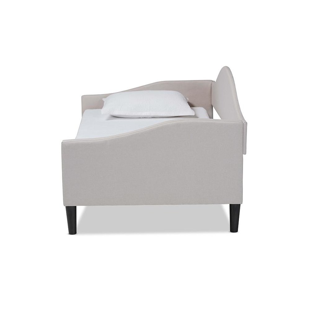 Beige Fabric Upholstered and Dark Brown Finished Wood Full Size Daybed. Picture 2