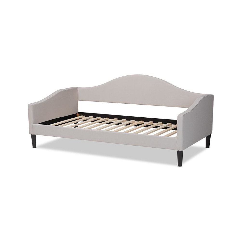 Beige Fabric Upholstered and Dark Brown Finished Wood Full Size Daybed. Picture 3