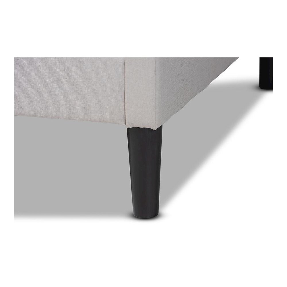 Beige Fabric Upholstered and Dark Brown Finished Wood Full Size Daybed. Picture 5