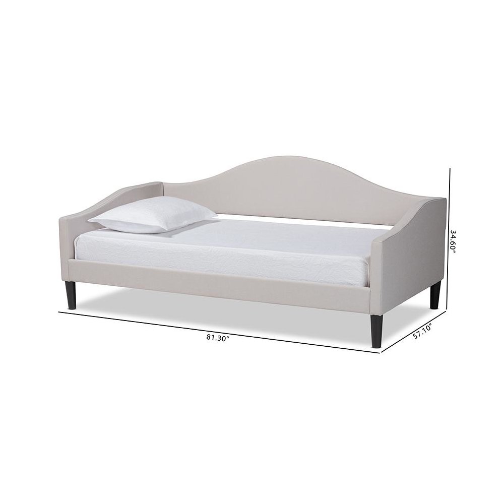 Beige Fabric Upholstered and Dark Brown Finished Wood Full Size Daybed. Picture 9