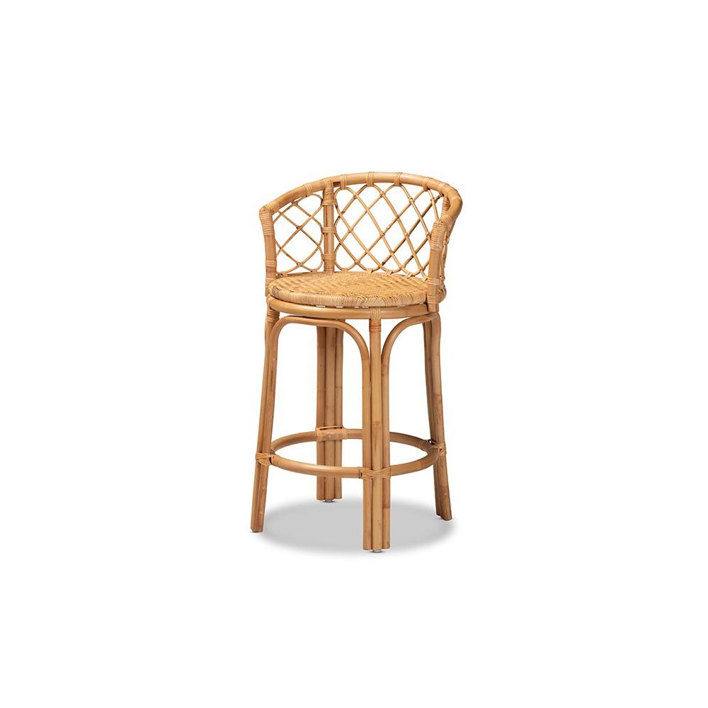bali & pari Orchard Modern Bohemian Natural Brown Rattan Counter Stool. Picture 1