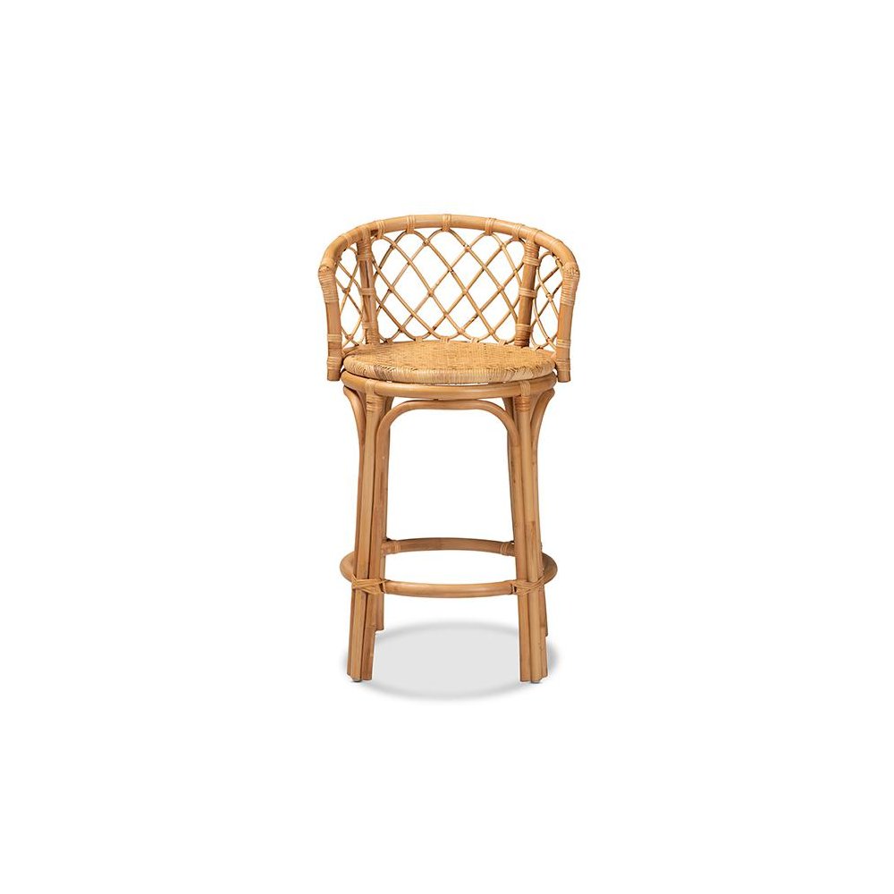 bali & pari Orchard Modern Bohemian Natural Brown Rattan Counter Stool. Picture 2