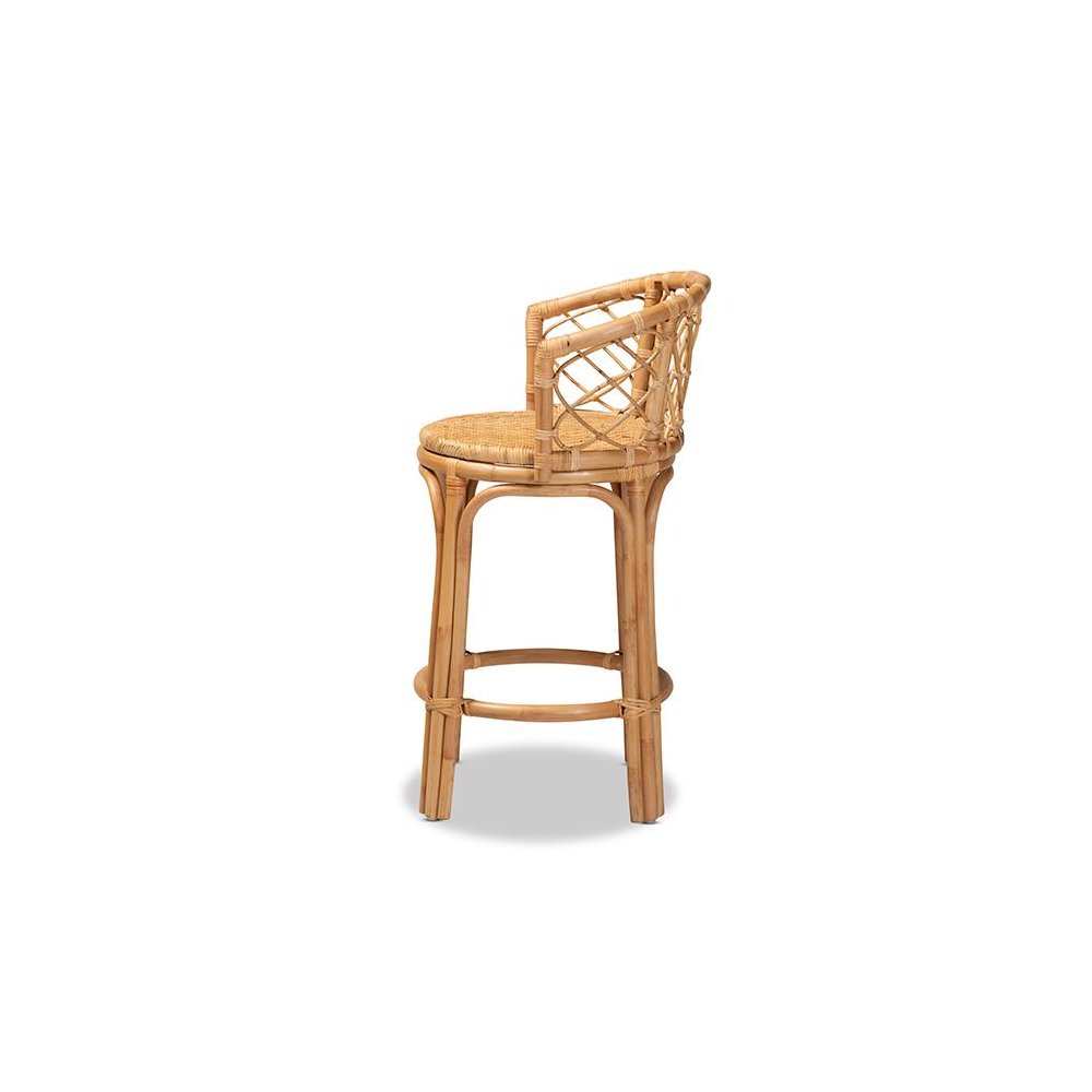 bali & pari Orchard Modern Bohemian Natural Brown Rattan Counter Stool. Picture 3