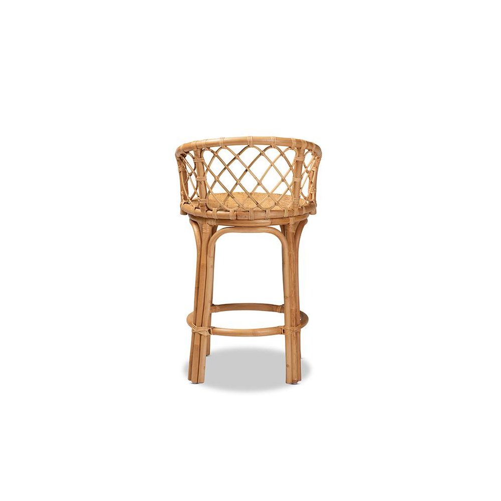 bali & pari Orchard Modern Bohemian Natural Brown Rattan Counter Stool. Picture 4