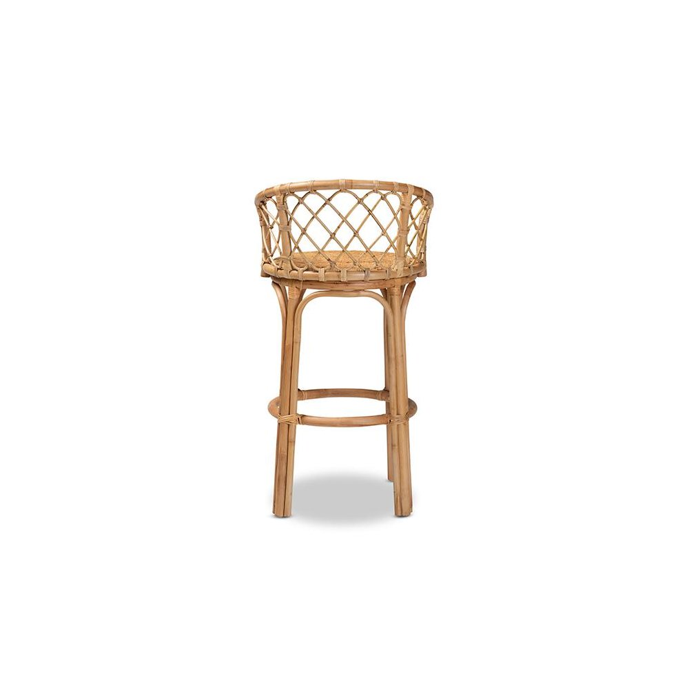 bali & pari Orchard Modern Bohemian Natural Brown Rattan Bar Stool. Picture 4