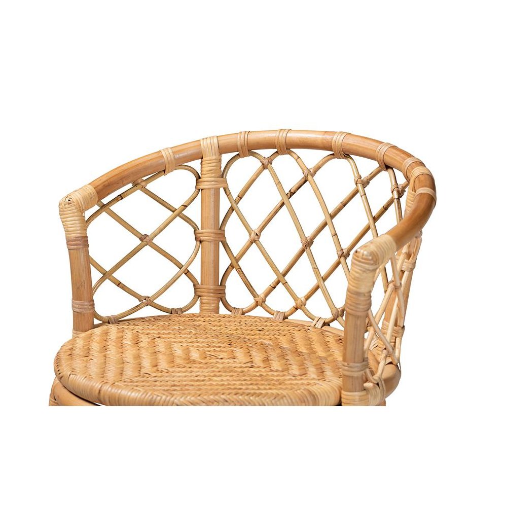 bali & pari Orchard Modern Bohemian Natural Brown Rattan Bar Stool. Picture 5