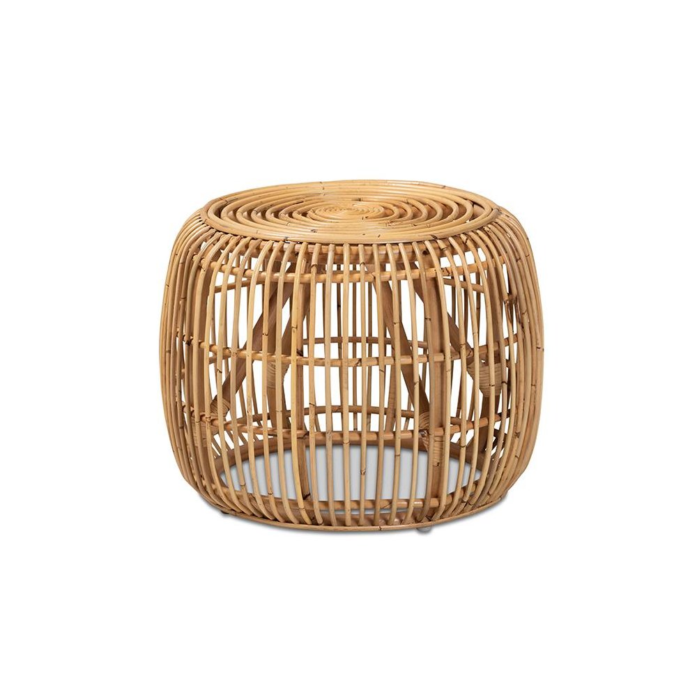 bali & pari Maverick Modern Bohemian Natural Brown Rattan End table. Picture 1