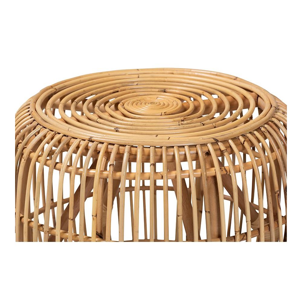 bali & pari Maverick Modern Bohemian Natural Brown Rattan End table. Picture 2