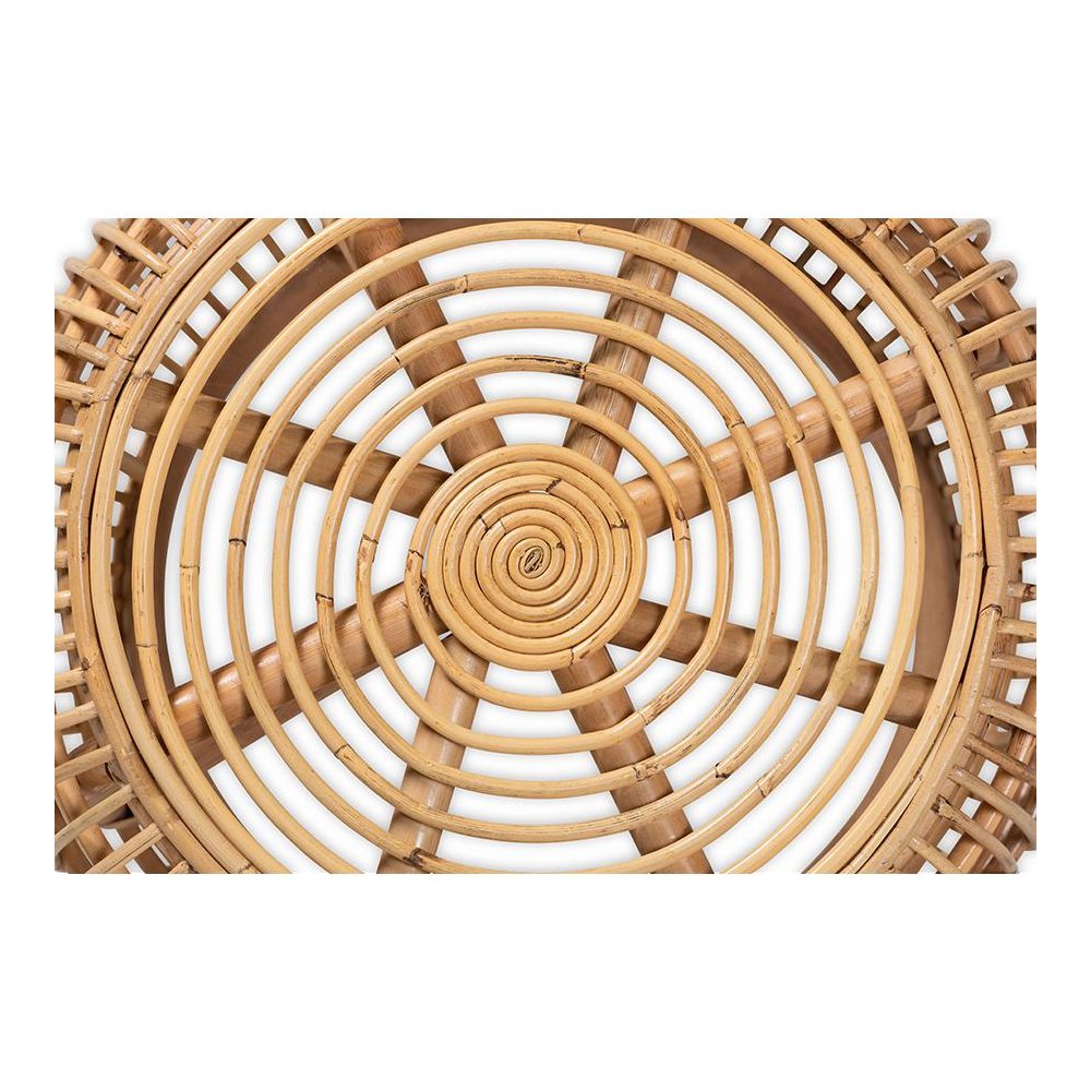 bali & pari Maverick Modern Bohemian Natural Brown Rattan End table. Picture 3