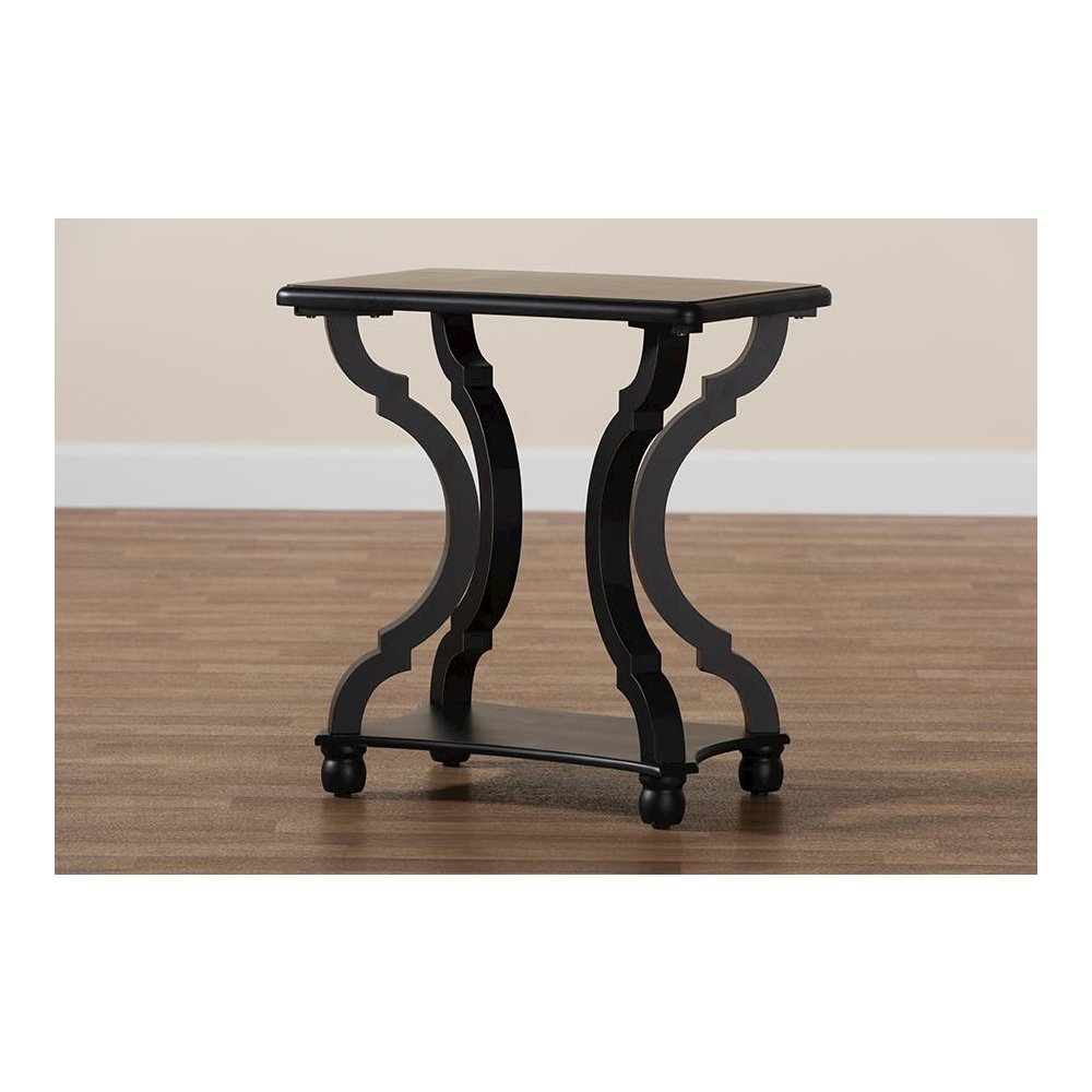 Baxton Studio Cianna Classic and Traditional Black Wood End Table. Picture 8