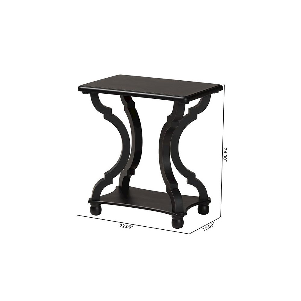 Baxton Studio Cianna Classic and Traditional Black Wood End Table. Picture 9