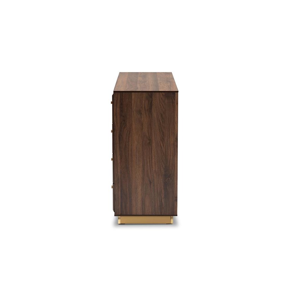 Walnut Brown Finished Wood and Gold Metal 8-Drawer Dresser. Picture 4