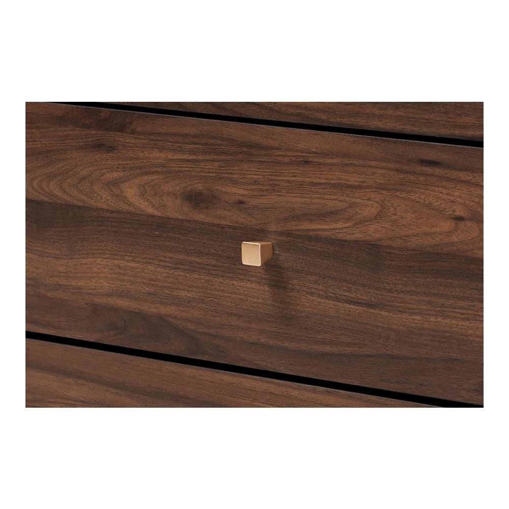 Walnut Brown Finished Wood and Gold Metal 8-Drawer Dresser. Picture 5