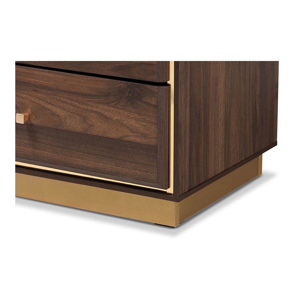Walnut Brown Finished Wood and Gold Metal 8-Drawer Dresser. Picture 6
