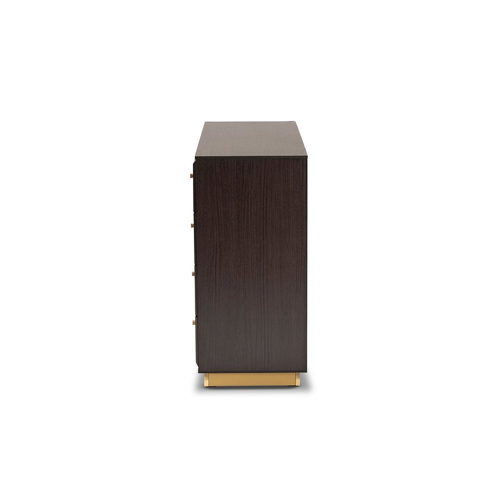 Espresso Brown Finished Wood and Gold Metal 8-Drawer Dresser. Picture 4