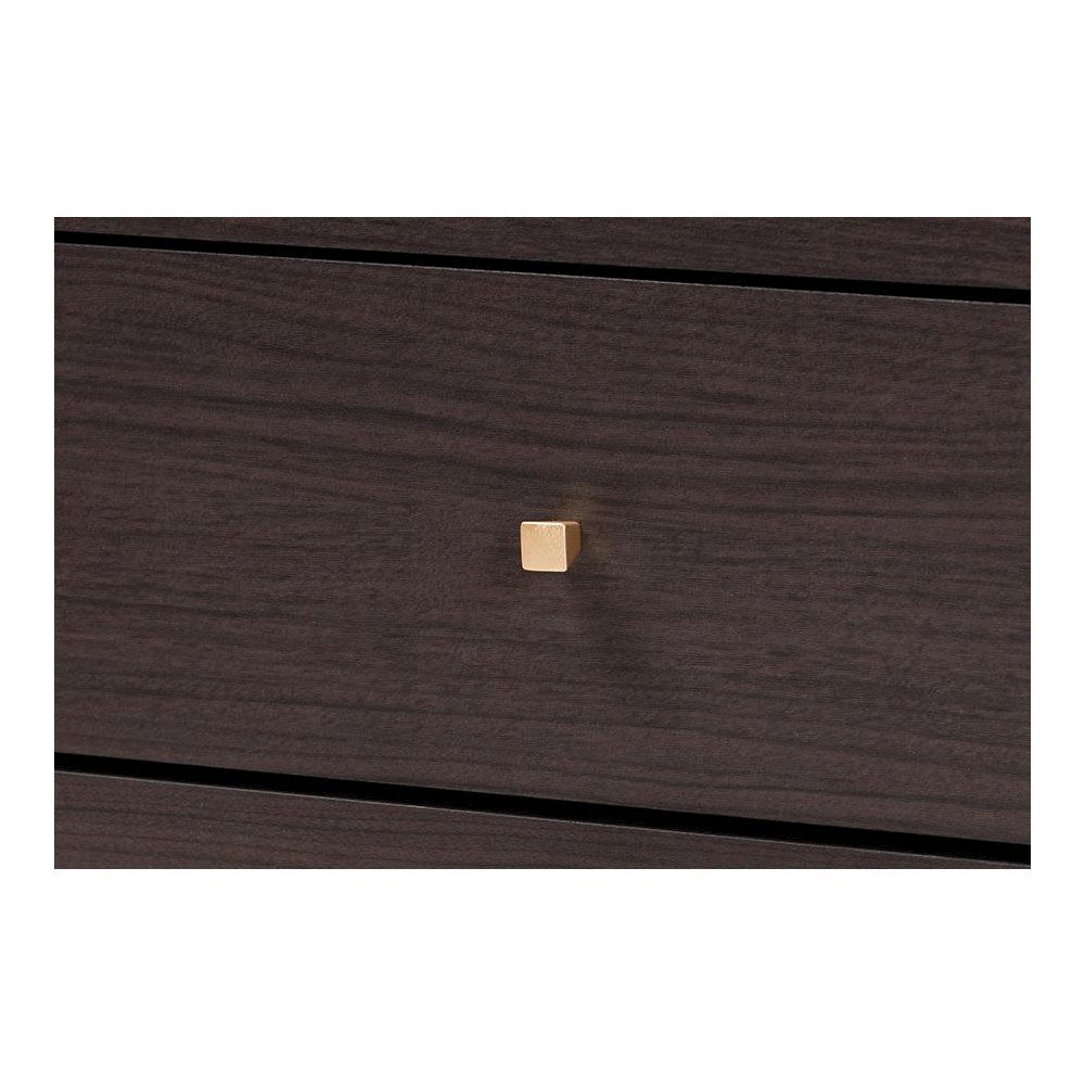 Espresso Brown Finished Wood and Gold Metal 8-Drawer Dresser. Picture 5