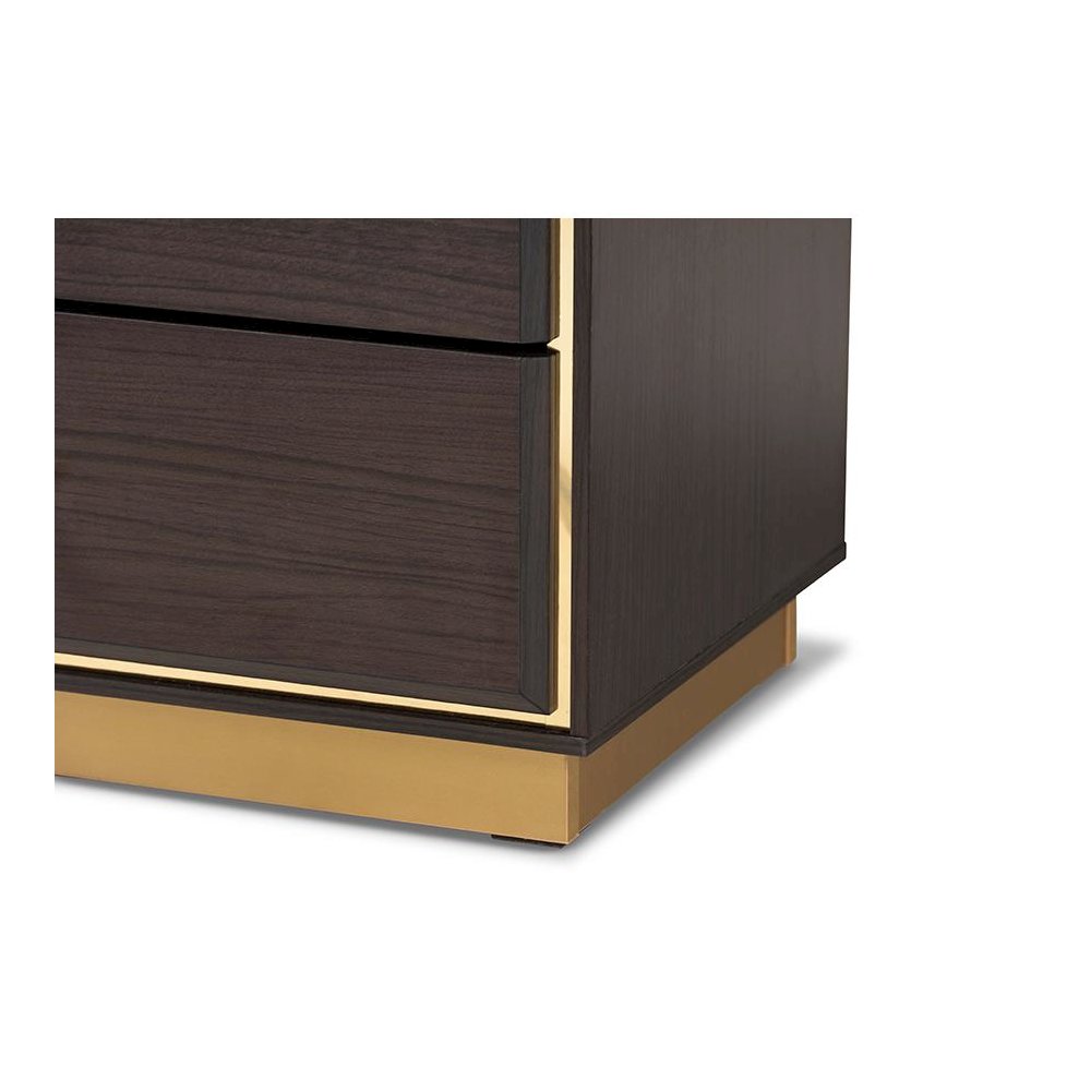 Espresso Brown Finished Wood and Gold Metal 8-Drawer Dresser. Picture 6