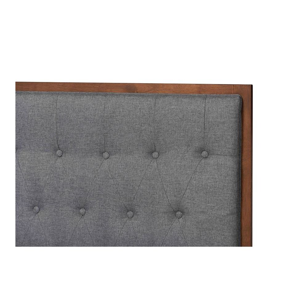 Walnut Brown Finished Wood King Size Platform Storage Bed. Picture 6