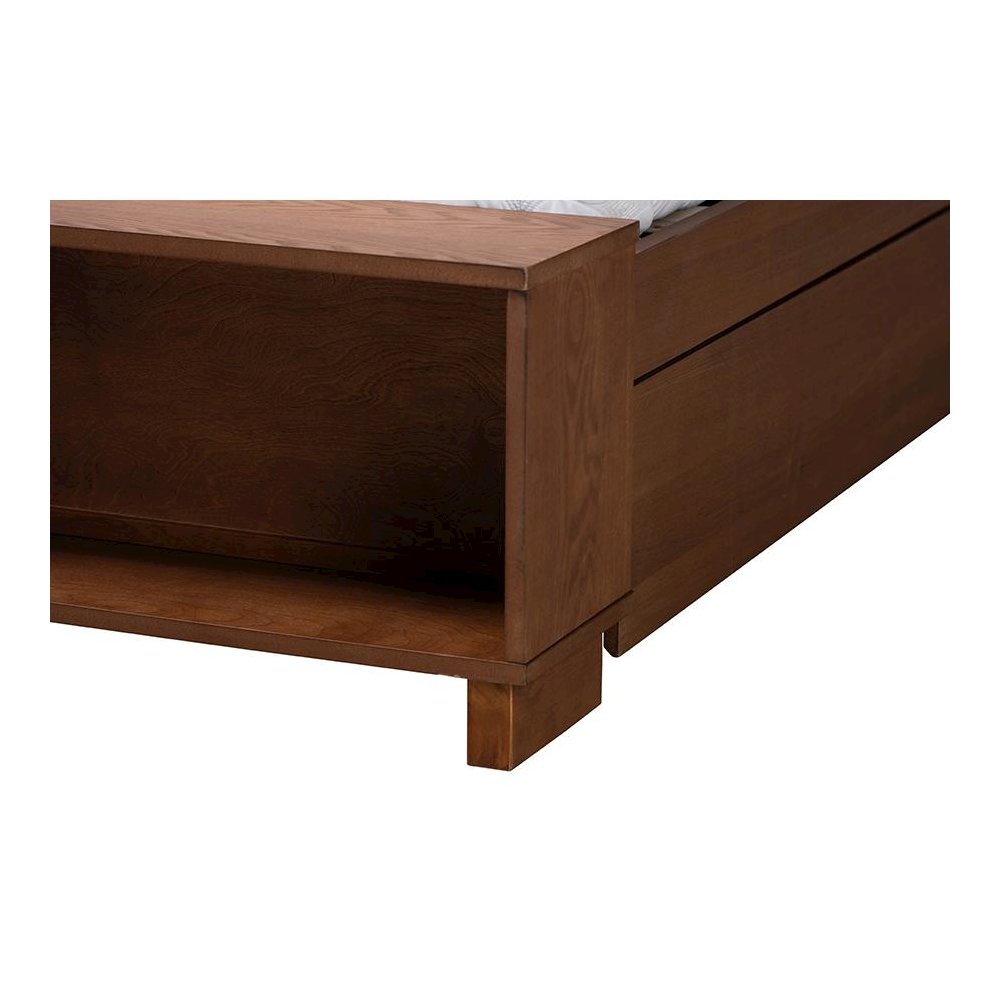Walnut Brown Finished Wood King Size Platform Storage Bed. Picture 7
