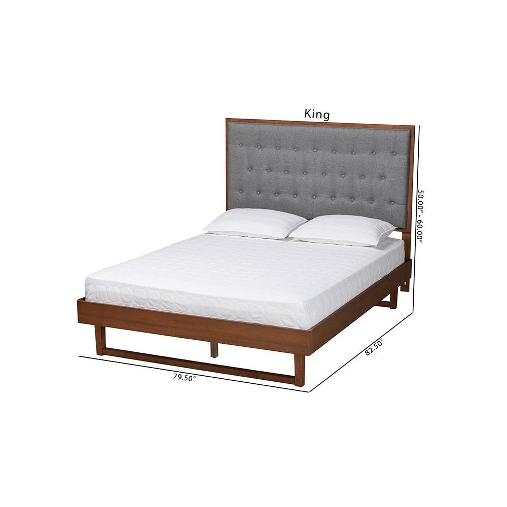 Walnut Brown Finished Wood King Size Platform Bed. Picture 10