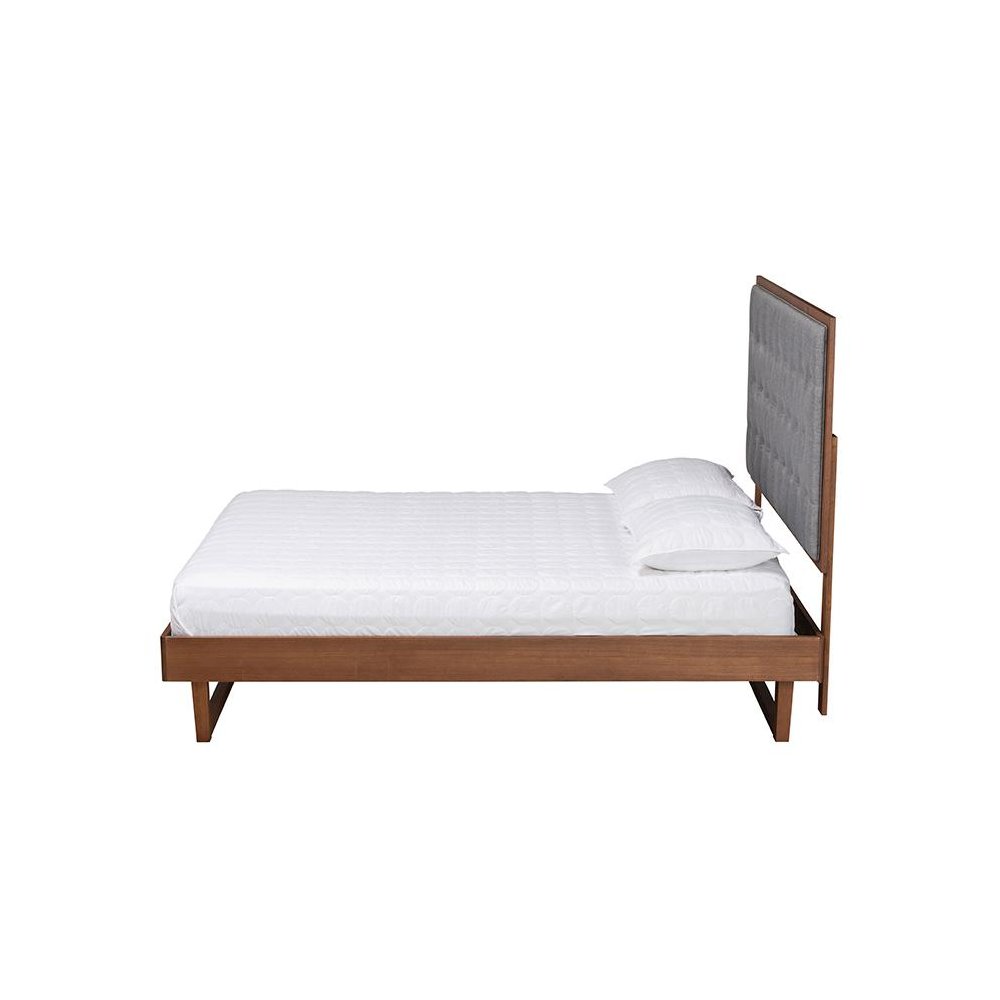 Walnut Brown Finished Wood King Size Platform Bed. Picture 2