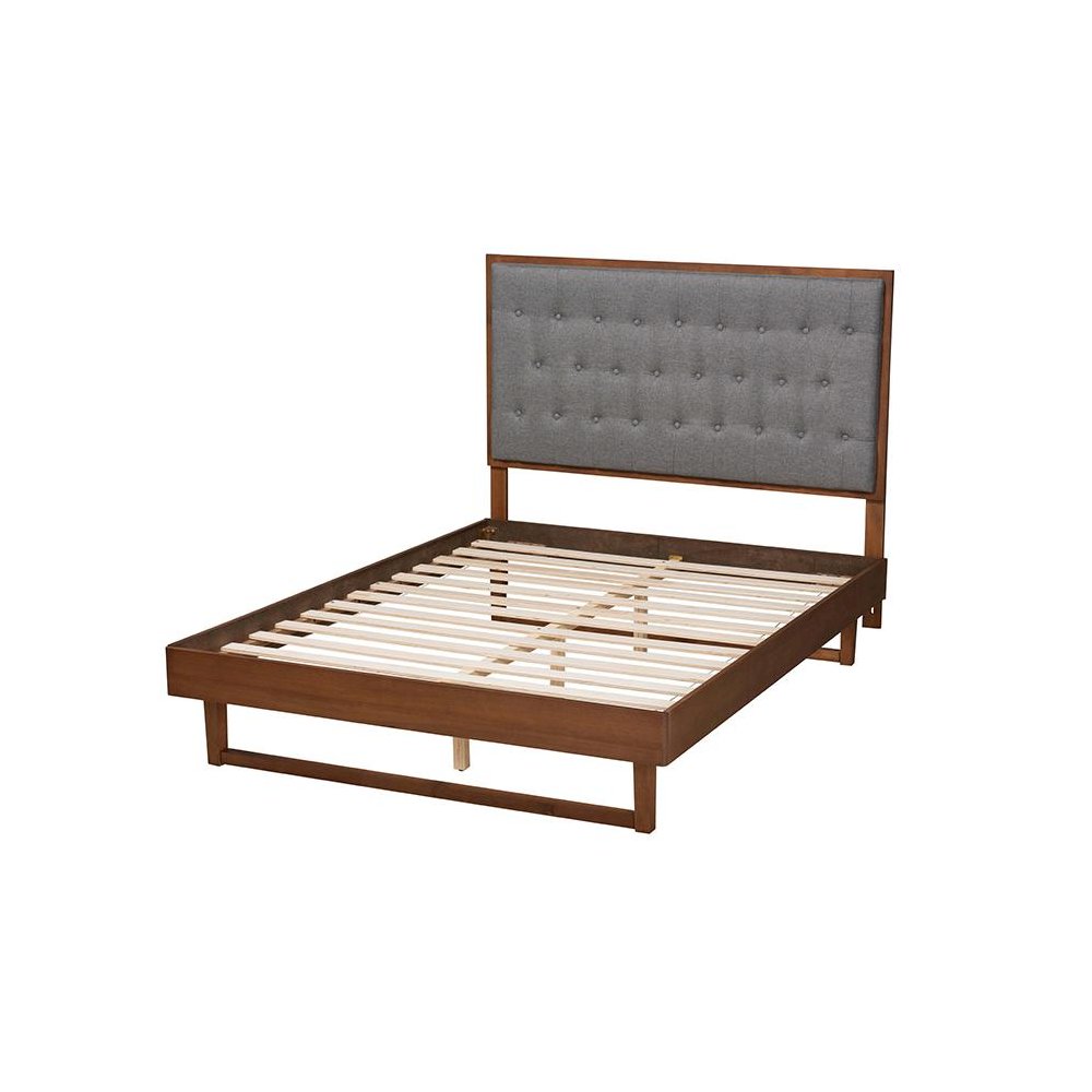 Walnut Brown Finished Wood King Size Platform Bed. Picture 3