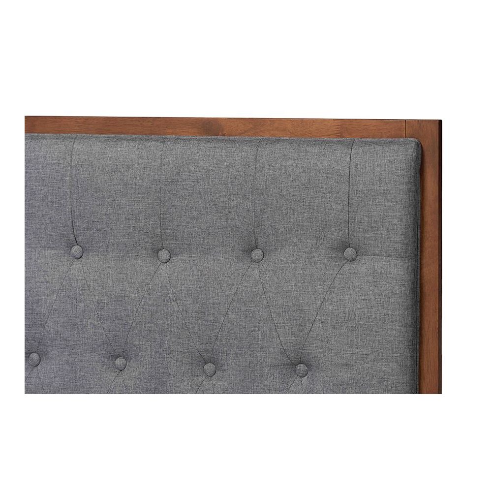 Walnut Brown Finished Wood King Size Platform Bed. Picture 4