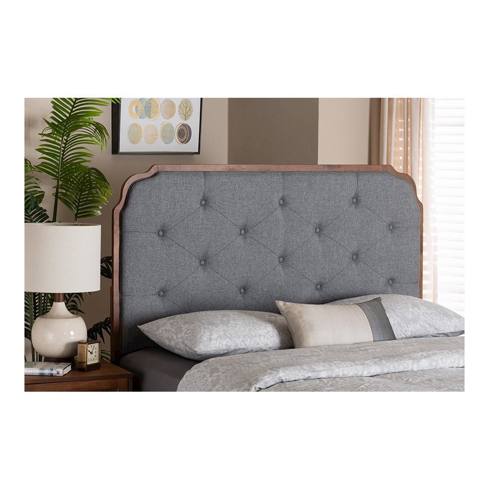 Walnut Brown Finished Wood King Size Headboard. Picture 5