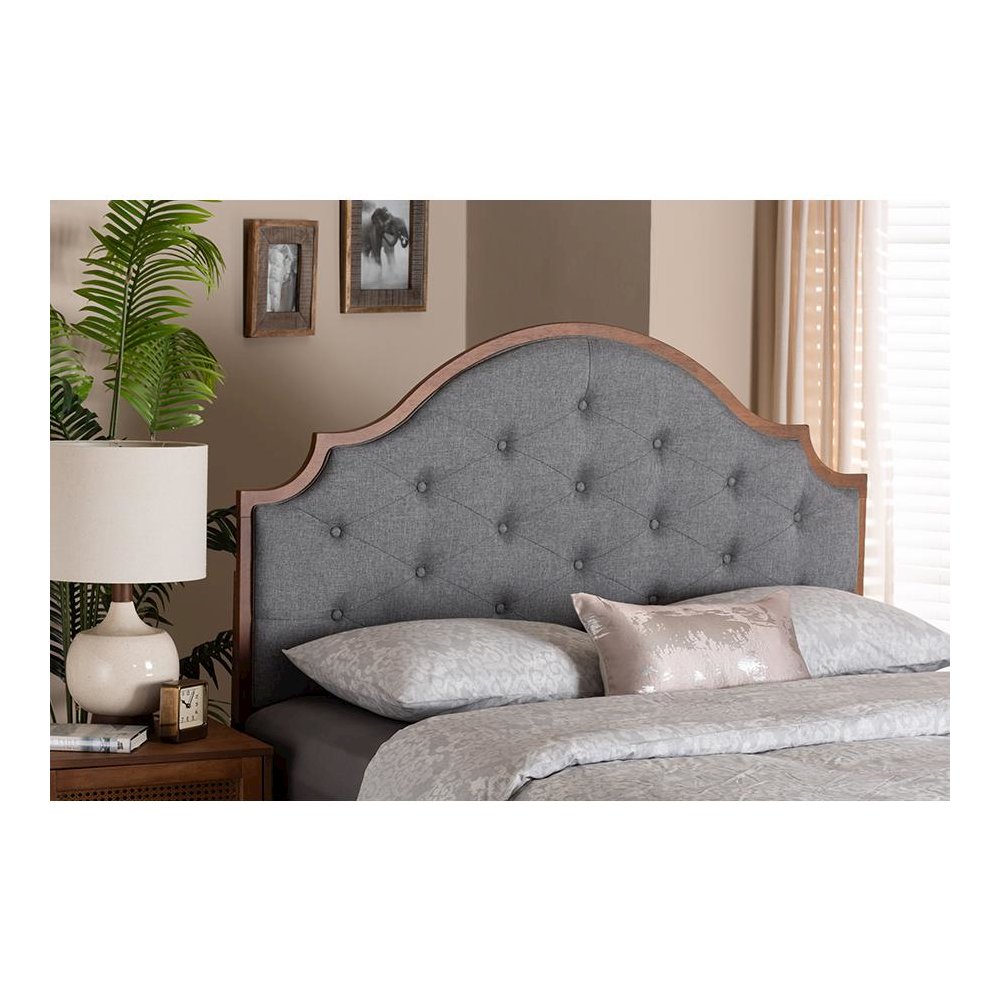 Walnut Brown Finished Wood King Size Headboard. Picture 5