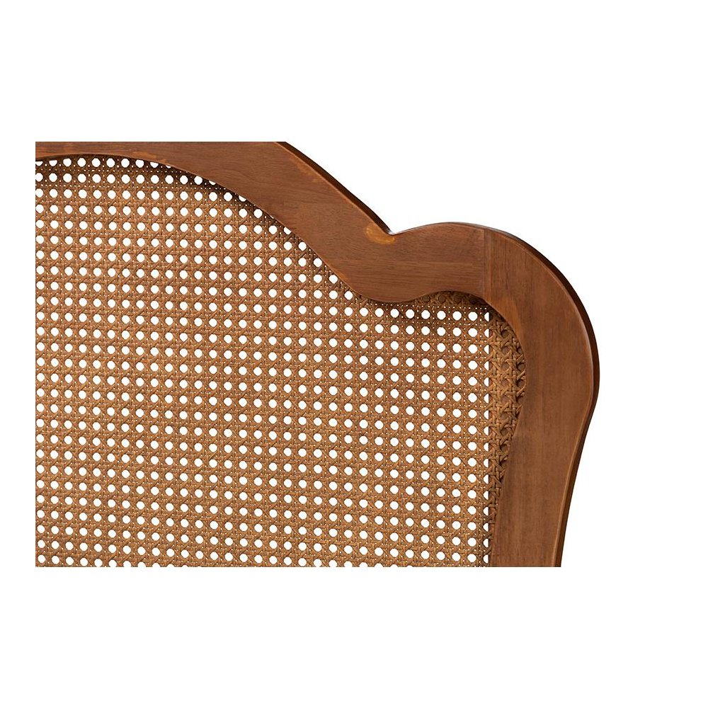 Traditional Ash Walnut Finished Wood King Size Headboard with Rattan. Picture 3