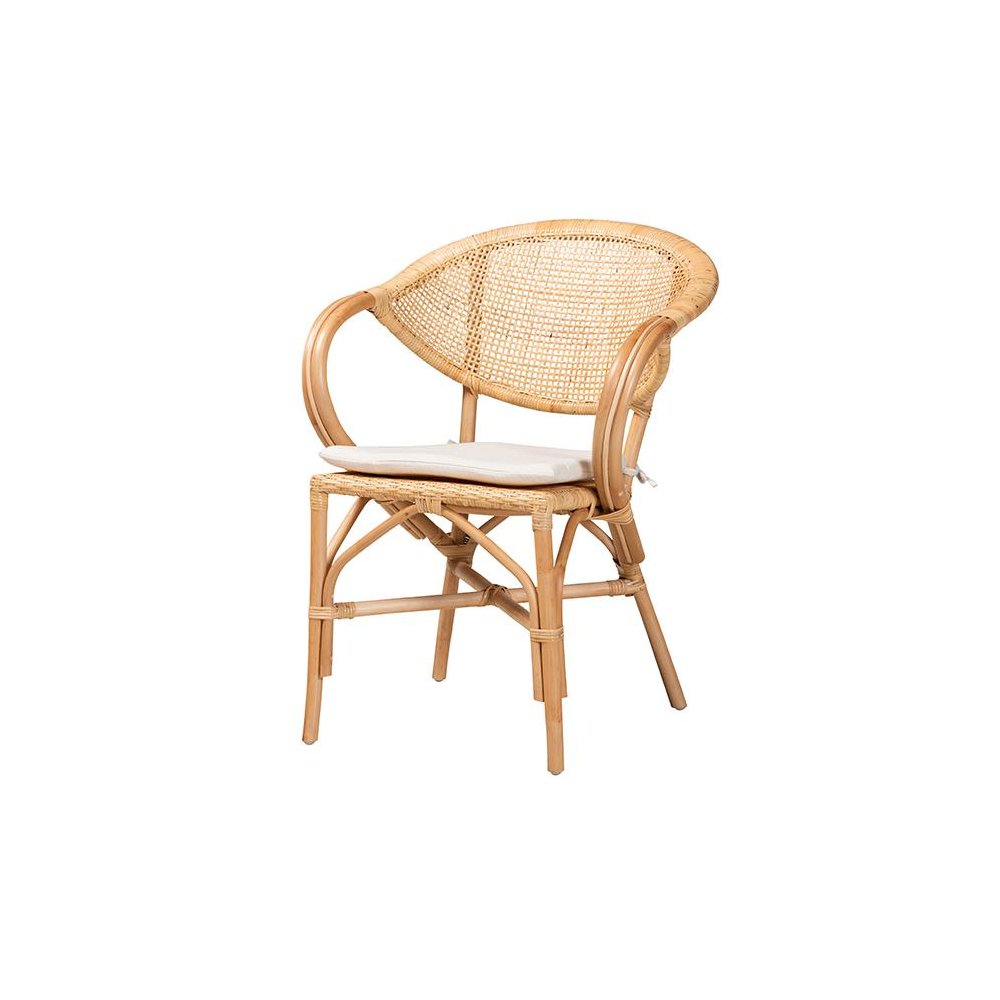 bali & pari Varick Modern Bohemian Natural Brown Finished Rattan Dining Chair. Picture 1