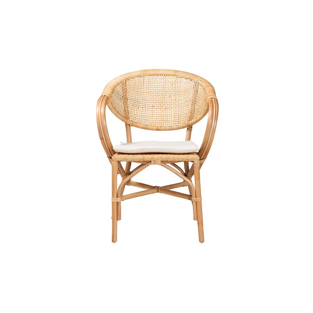 bali & pari Varick Modern Bohemian Natural Brown Finished Rattan Dining Chair. Picture 2
