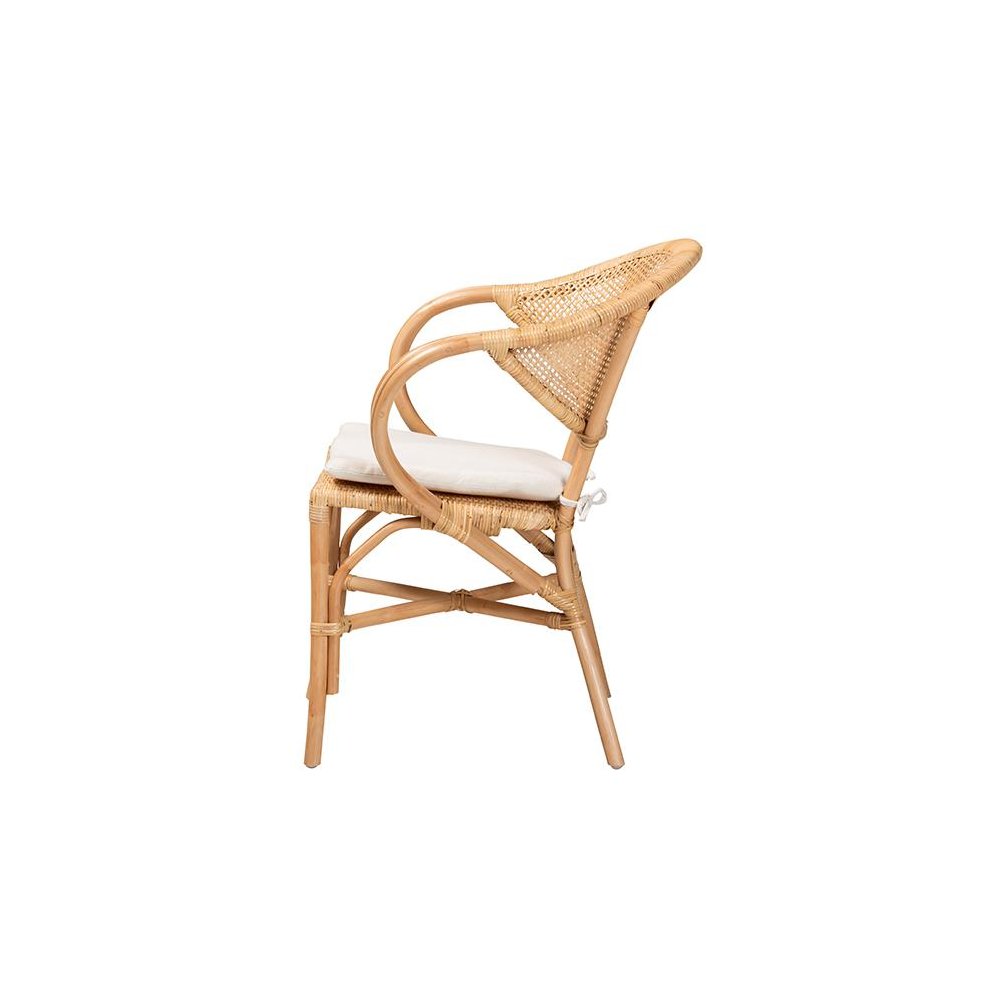 bali & pari Varick Modern Bohemian Natural Brown Finished Rattan Dining Chair. Picture 3