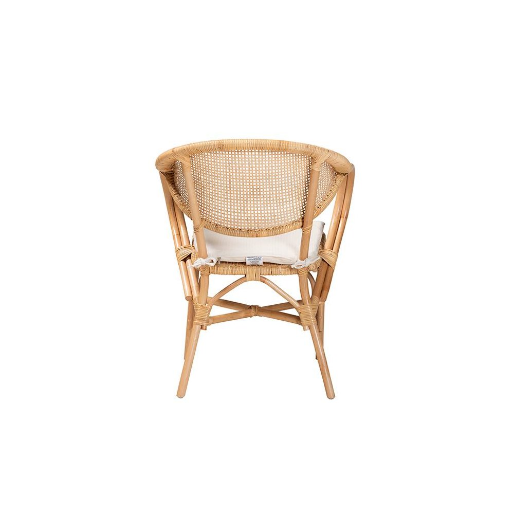 bali & pari Varick Modern Bohemian Natural Brown Finished Rattan Dining Chair. Picture 4
