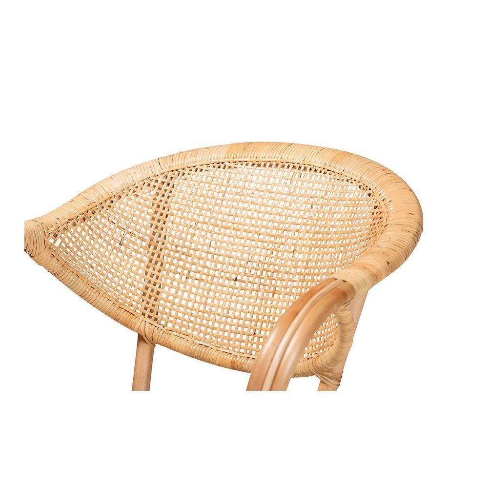 bali & pari Varick Modern Bohemian Natural Brown Finished Rattan Dining Chair. Picture 5