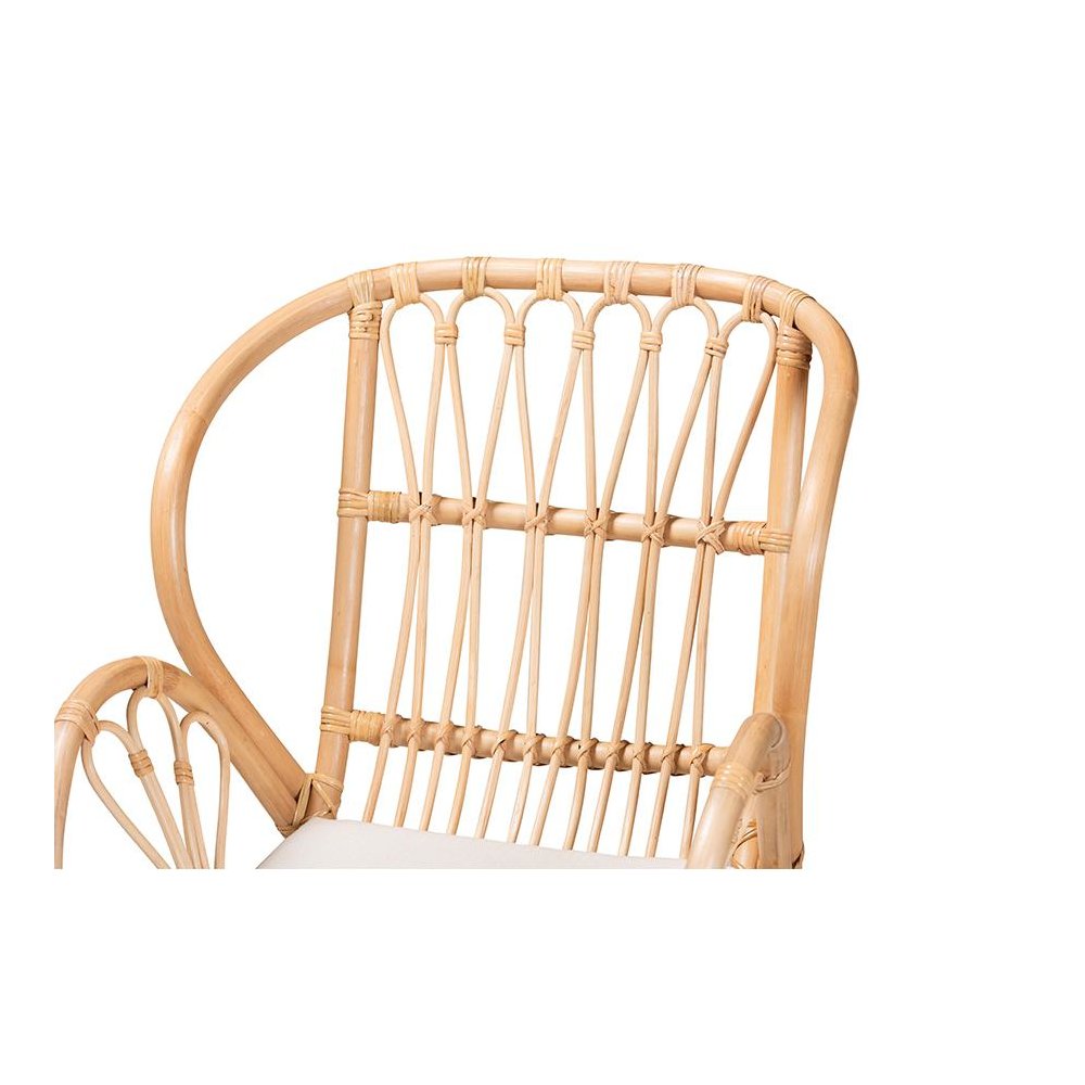 bali & pari Caelia Modern Bohemian Natural Brown Rattan and Black Metal Chair. Picture 5