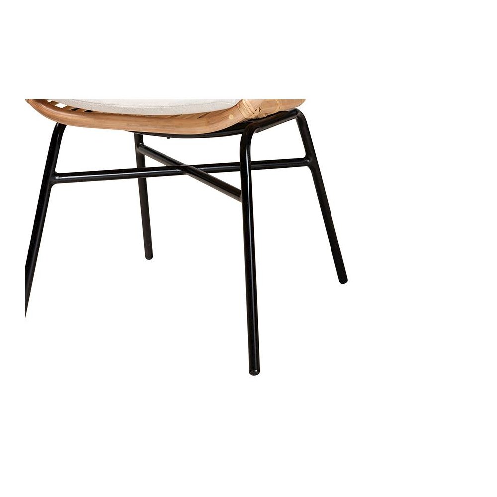 bali & pari Caelia Modern Bohemian Natural Brown Rattan and Black Metal Chair. Picture 6