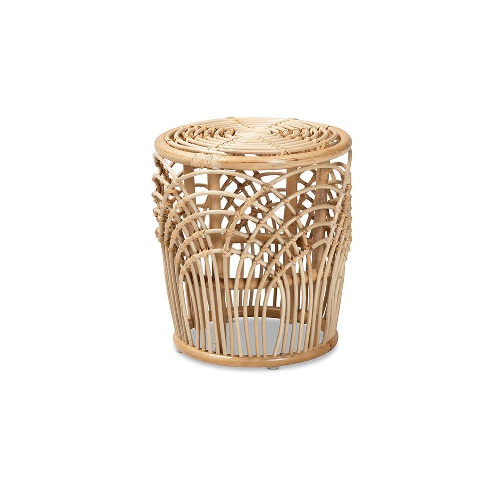 bali & pari Edena Modern Bohemian Natural Brown Finished Rattan End Table. Picture 1