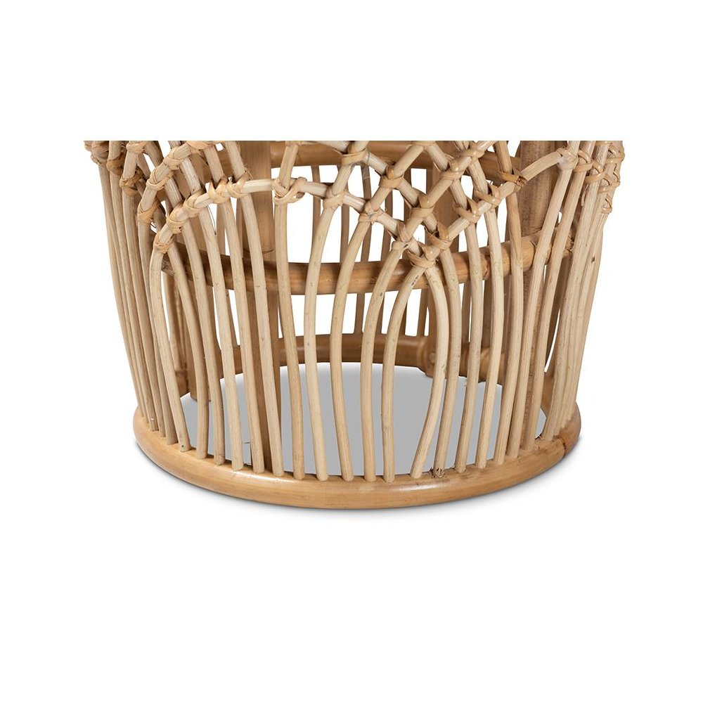 bali & pari Edena Modern Bohemian Natural Brown Finished Rattan End Table. Picture 2