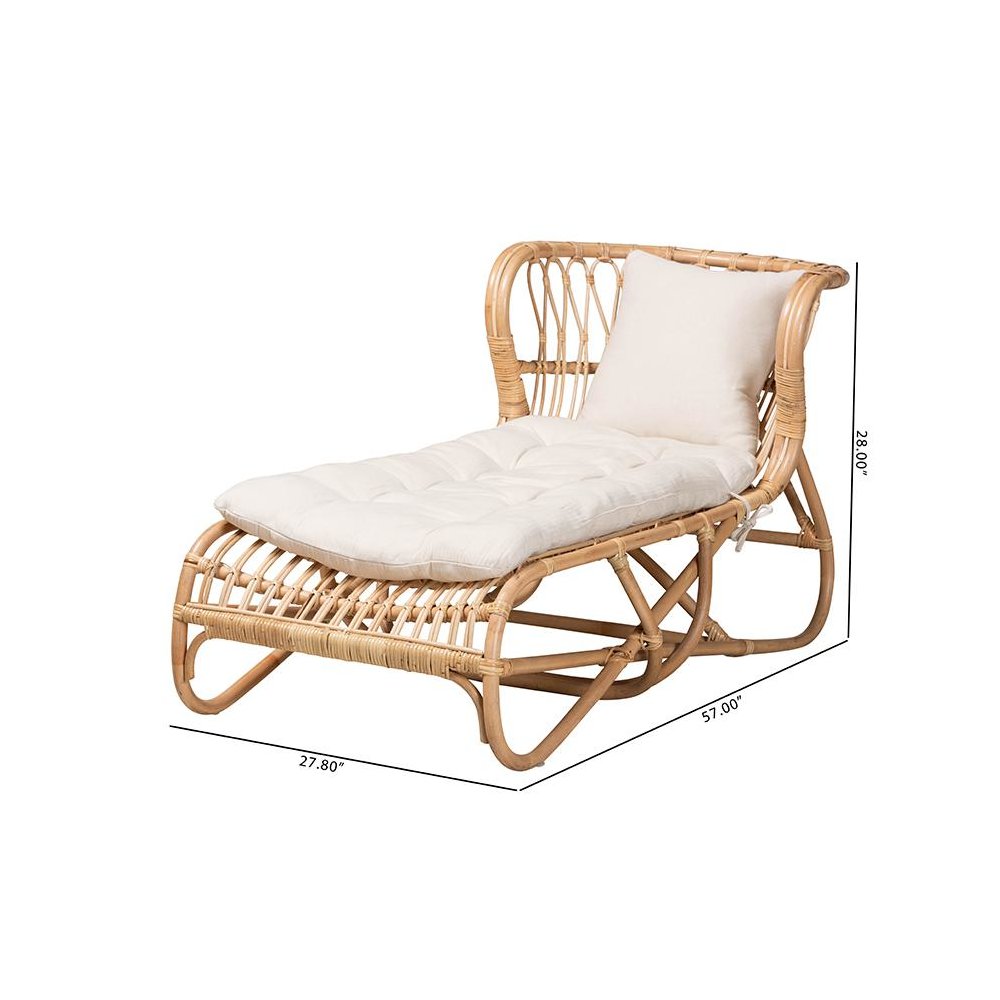 bali & pari Delara Modern Bohemian Natural Brown Rattan Chaise. Picture 10