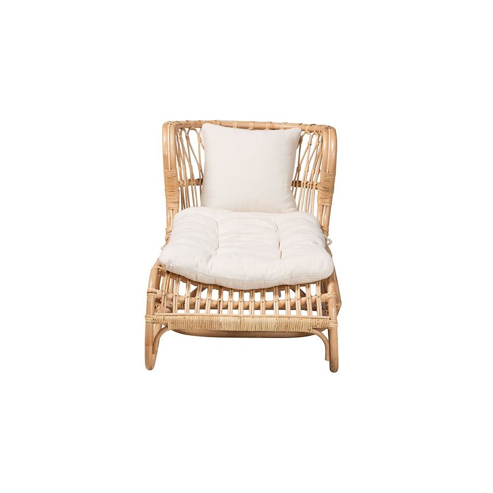 bali & pari Delara Modern Bohemian Natural Brown Rattan Chaise. Picture 2