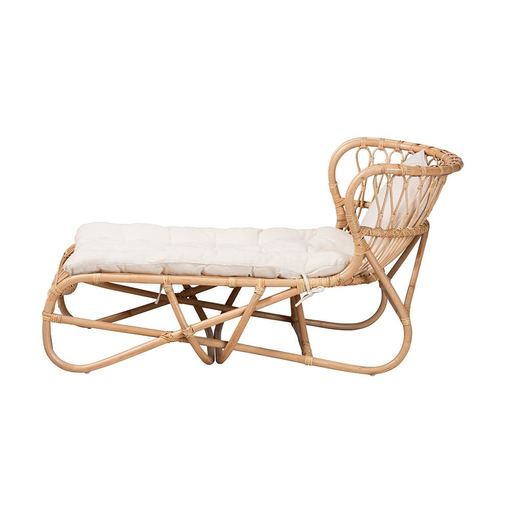 bali & pari Delara Modern Bohemian Natural Brown Rattan Chaise. Picture 3