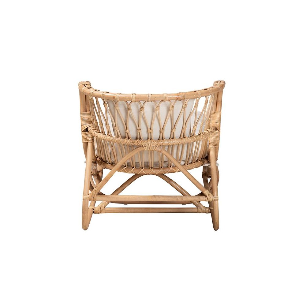 bali & pari Delara Modern Bohemian Natural Brown Rattan Chaise. Picture 4