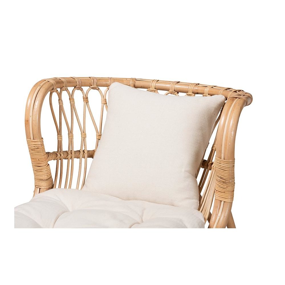 bali & pari Delara Modern Bohemian Natural Brown Rattan Chaise. Picture 5
