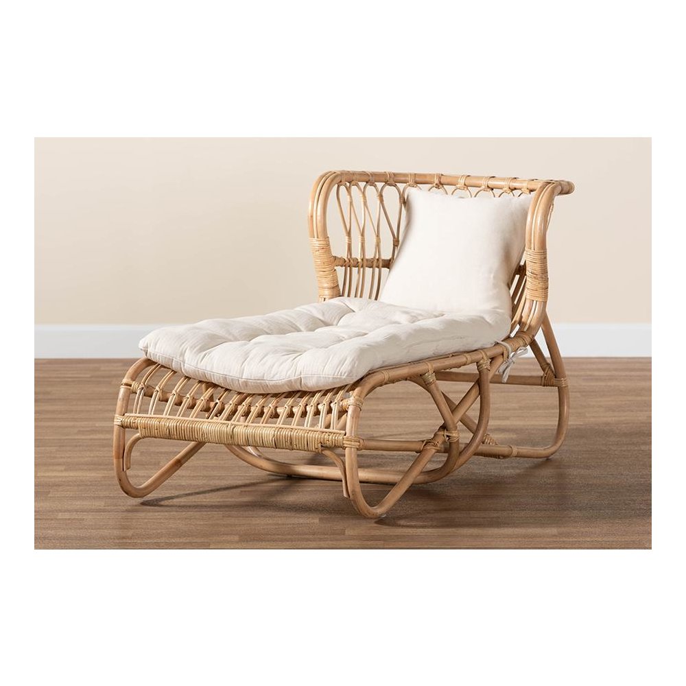 bali & pari Delara Modern Bohemian Natural Brown Rattan Chaise. Picture 9