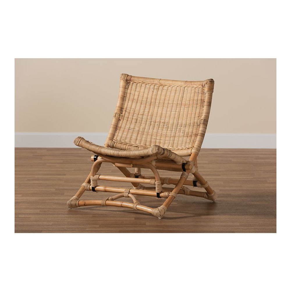 Bohemian Natural Brown Antique Rattan Foldable Lounge Chair. Picture 10