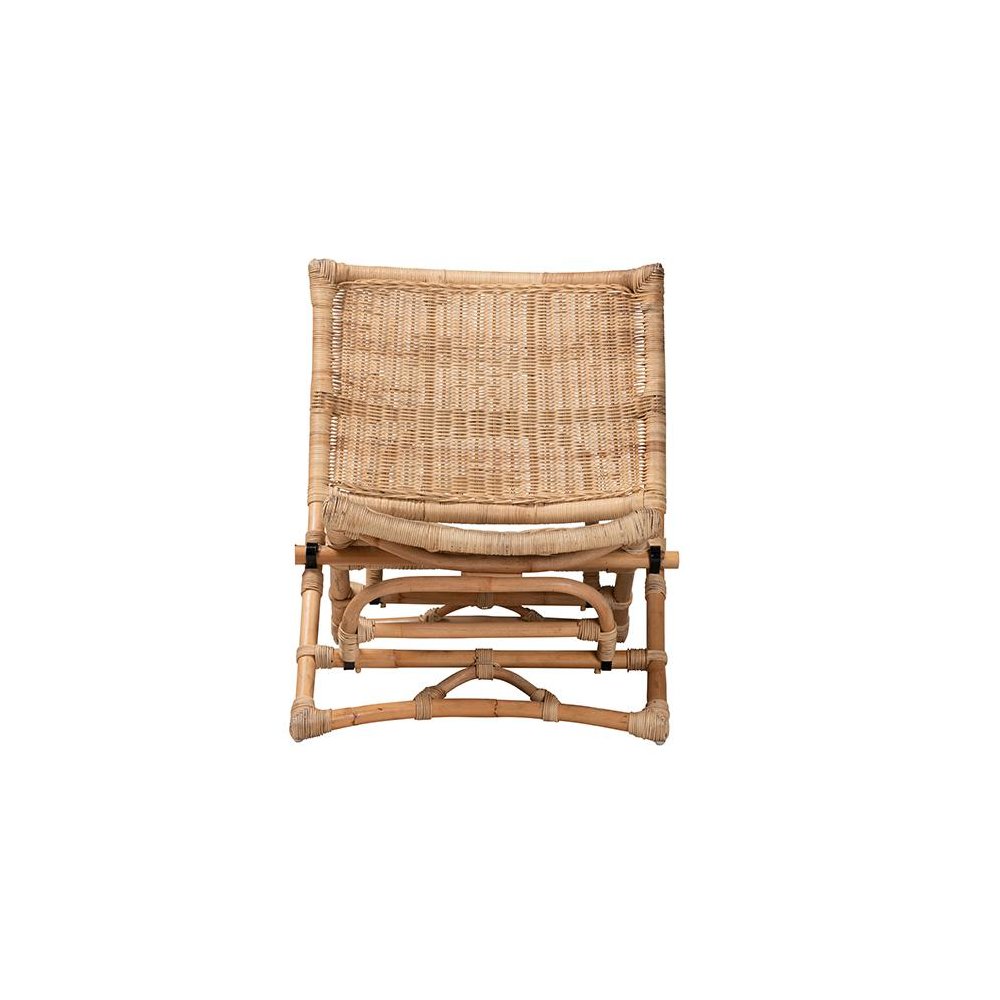 Bohemian Natural Brown Antique Rattan Foldable Lounge Chair. Picture 2