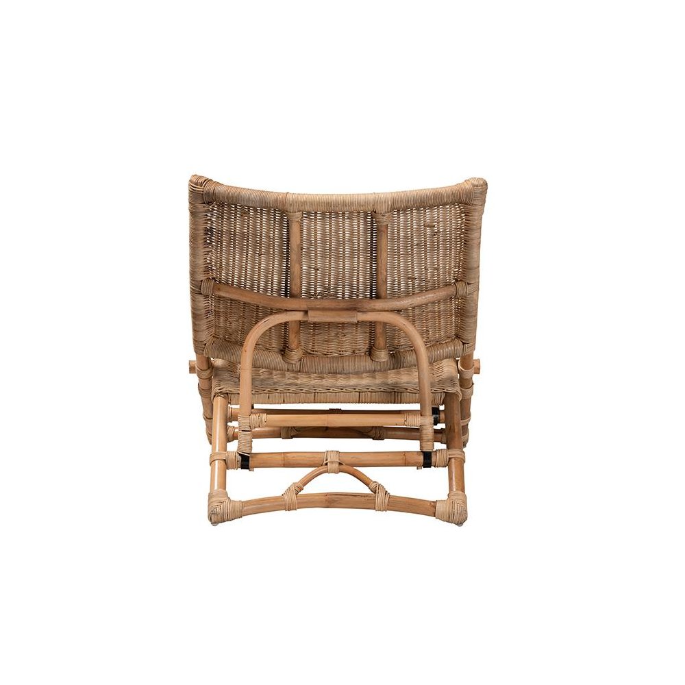 Bohemian Natural Brown Antique Rattan Foldable Lounge Chair. Picture 4